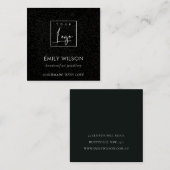 ブラックモザイクテクスチャスタッドイヤリング表示ラベル スクエア名刺 (正面/裏面)