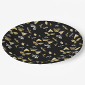 ブラックモスバタフライパターン ペーパープレート (アングル)