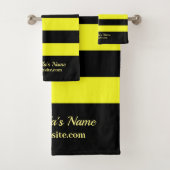 ブラックモダンおよびイエローストライプのビジネスカスタムロゴ バスタオルセット (インサイチュ)