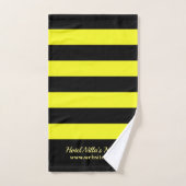 ブラックモダンおよびイエローストライプのビジネスカスタムロゴ バスタオルセット (ハンドタオル)