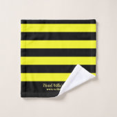 ブラックモダンおよびイエローストライプのビジネスカスタムロゴ バスタオルセット (ウォッシュタオル)