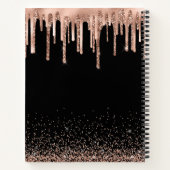 ブラックモダンおよびバラ金ゴールドグリッターモノグラムの ノートブック (裏面)