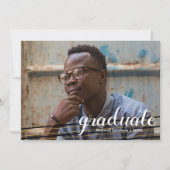 ブラックモダンおよび金ゴールドストライプの大学院パーティーカード 招待状 (正面)