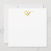 ブラックモダンおよび金ゴールドモノグラムヴィンテージスクリプト ノートカード (裏面)