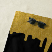 ブラックモダンおよび金ゴールドモノグラムヴィンテージスクリプト ビーチタオル (インサイチュ)