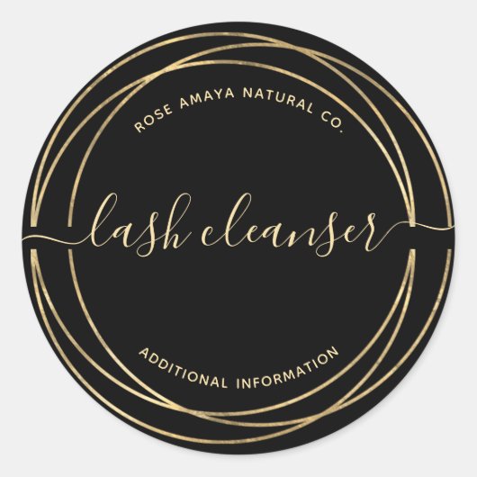ブラックモダンおよび金ゴールドラッシュクリーナー製品ラベル ラウンドシール (正面)