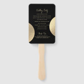 ブラックモダンおよび金ゴールド抽象芸術結婚式 プログラム ハンドファン (裏面)