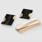 ブラックモダンおよび金ゴールド抽象芸術結婚式 プログラム ハンドファン (組立なし)