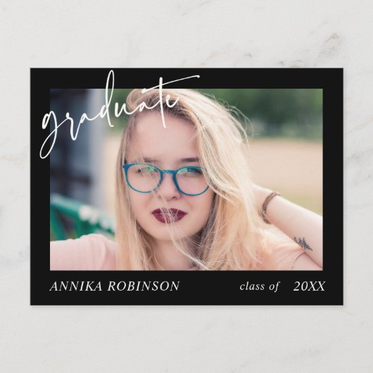 ブラックモダンでの卒業発表のスクリプト作成 ポストカード (正面)