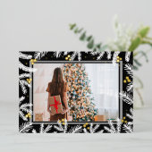 ブラックモダンとゴールドフォイルのフォトホリデー 箔シーズンカード (立ち正面)