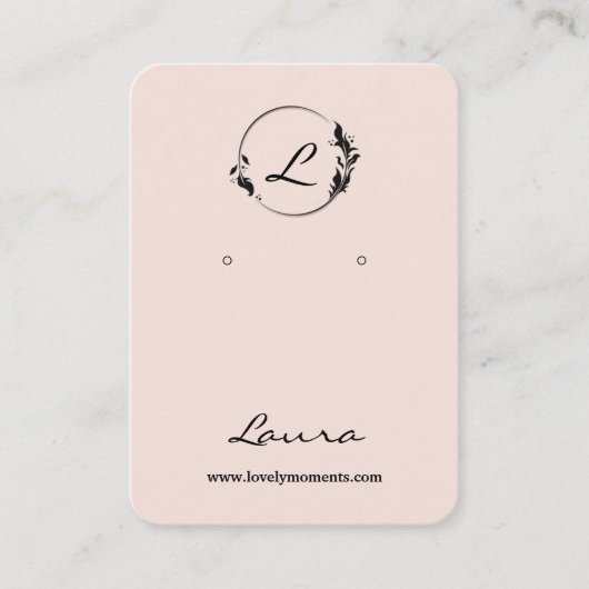 ブラックモダンとパステルピンクのイヤリングディスプレイカード 名刺 (正面)