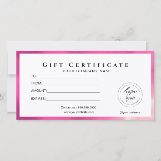 ブラックモダンとホットピンクの追加ロゴのギフトカード (裏面)