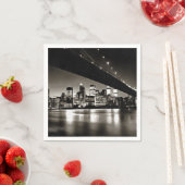 ブラックモダンとホワイトのニューヨークの夜 スタンダードカクテルナプキン (インサイチュ)