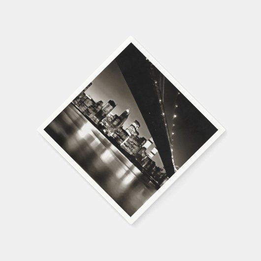 ブラックモダンとホワイトのニューヨークの夜 スタンダードカクテルナプキン (角)