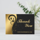 ブラックモダンと金ゴールドのビジネス サンキューカード (スタンド正面)
