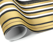 ブラックモダンと金ゴールドのラグジュアリーストライプ ラッピングペーパー (ロールコーナー)