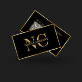 ブラックモダンと金ゴールドモノグラムの名刺 名刺