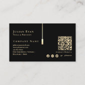 ブラックモダンと金ゴールドモノグラムの名刺 名刺 (裏面)