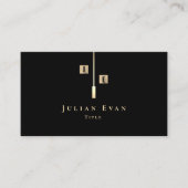 ブラックモダンと金ゴールドモノグラムの名刺 名刺 (正面)