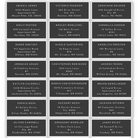 ブラックモダンのはっきりしたゲストアドレスのステッカー シール (正面)