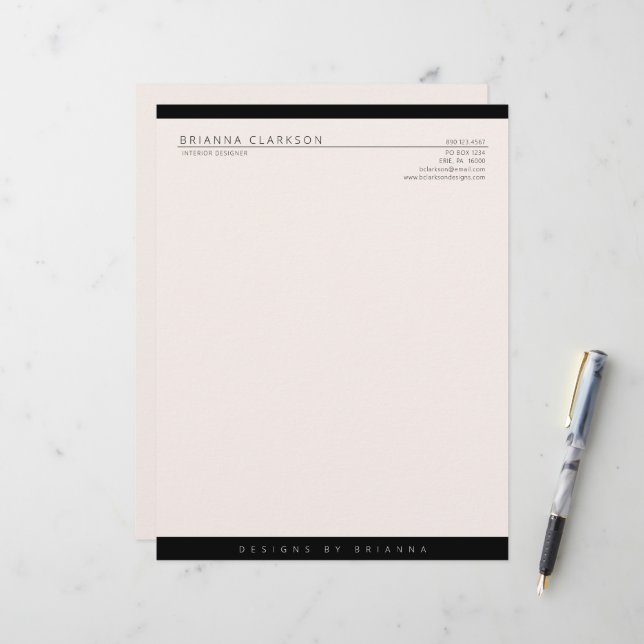 ブラックモダンのミニマルなニュートラルカラー レターヘッド (正面/裏面インサイチュ)