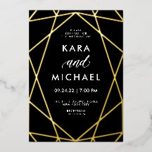 ブラックモダンのミニマル金ゴールド | ウェディング