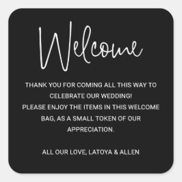 ブラックモダンの歓迎結婚抱き枕バスケット スクエアシール