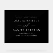 ブラックモダンの結婚ミニマルな歓迎サイン アクリルサイン (正面)