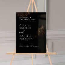 ブラックモダンの結婚ミニマルな歓迎サイン