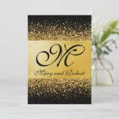 ブラックモダンの金箔 招待状 (スタンド正面)