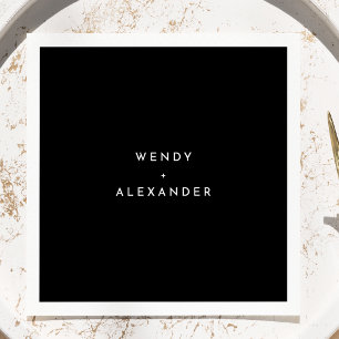 ブラックモダンはっきりした結婚ズ・ナプキン スタンダードカクテルナプキン