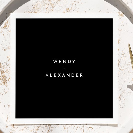 ブラックモダンはっきりした結婚ズ・ナプキン スタンダードカクテルナプキン