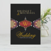 ブラックモダンろうけつ染めエレガンス結婚式招待状 招待状 (スタンド正面)