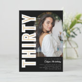ブラックモダンアーチフォトTHIRTY 30th Birthdayパーティー 招待状 (スタンド正面)