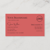 ブラックモダンインディアンレッド、モノグラムとロゴ 名刺 (裏面)