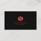 ブラックモダンインディアンレッド、モノグラムとロゴ 名刺 (正面)