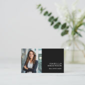 ブラックモダンエテ実在ートプロフェッショナル写真QR 名刺 (スタンド正面)