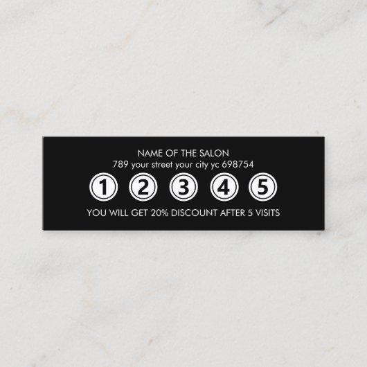 ブラックモダンエレガント美しいサロン ロイヤリティカード (正面)