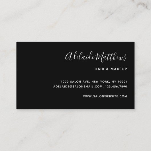 ブラックモダンエレガント美容師メイクアップアーティスト 名刺 (裏面)