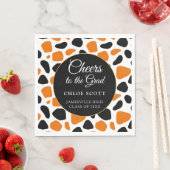 ブラックモダンオレンジアニマルプリント卒業パーティー スタンダードランチョンナプキン (インサイチュ)