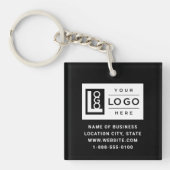 ブラックモダンカスタムビジネス・ロゴとQRコード キーホルダー (正面)