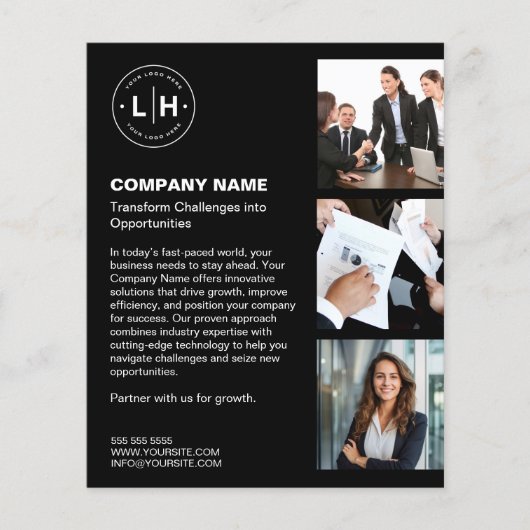 ブラックモダンカスタムロゴ写真事業 チラシ (正面)