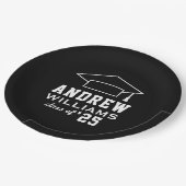 ブラックモダンカスタム卒業式パーティー ペーパープレート (アングル)