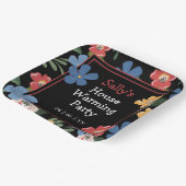 ブラックモダンカラフルフローラハウスウォーミングパーティー ペーパープレート (傾斜あり)