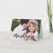 ブラックモダンカリグラフィーフォトウェディング サンキューカード (正面)