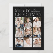 ブラックモダンクリスマス9フォトコラージュ シーズンカード (正面)