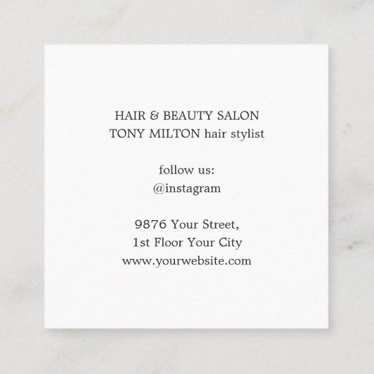 ブラックモダンクールバラブルー美容師 スクエア名刺