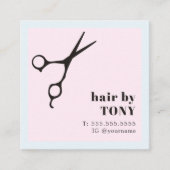 ブラックモダンクールバラブルー美容師 スクエア名刺 (正面)