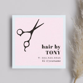 ブラックモダンクールバラブルー美容師 スクエア名刺