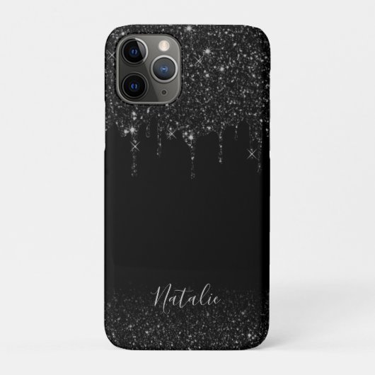 ブラックモダングリッタードライエレガントプ名前をカスタムする Case-Mate iPhoneケース (裏)